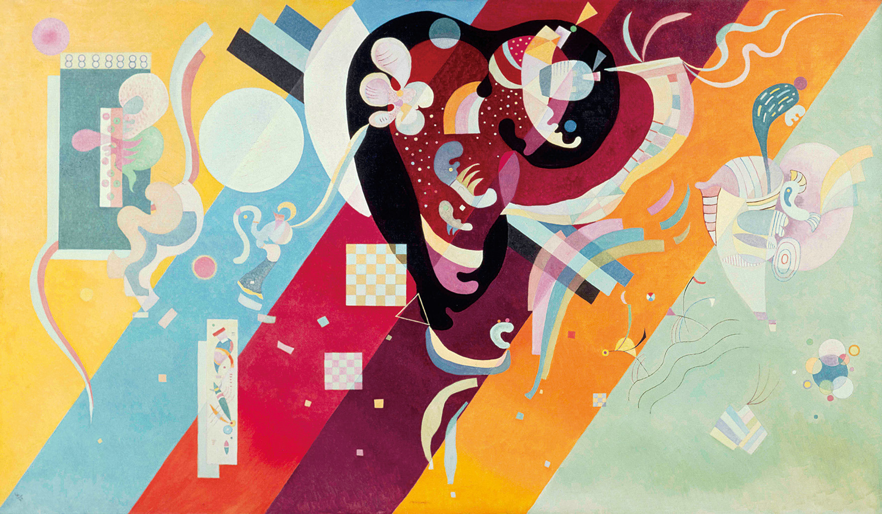 瓦西里·康定斯基，《作曲IX》，1936年，布面油画，113.5 x 195厘米，1939年由国家购藏，署名，1939年，蓬皮杜中心，巴黎，法国国家现代艺术博物馆-工业设计中心.jpg